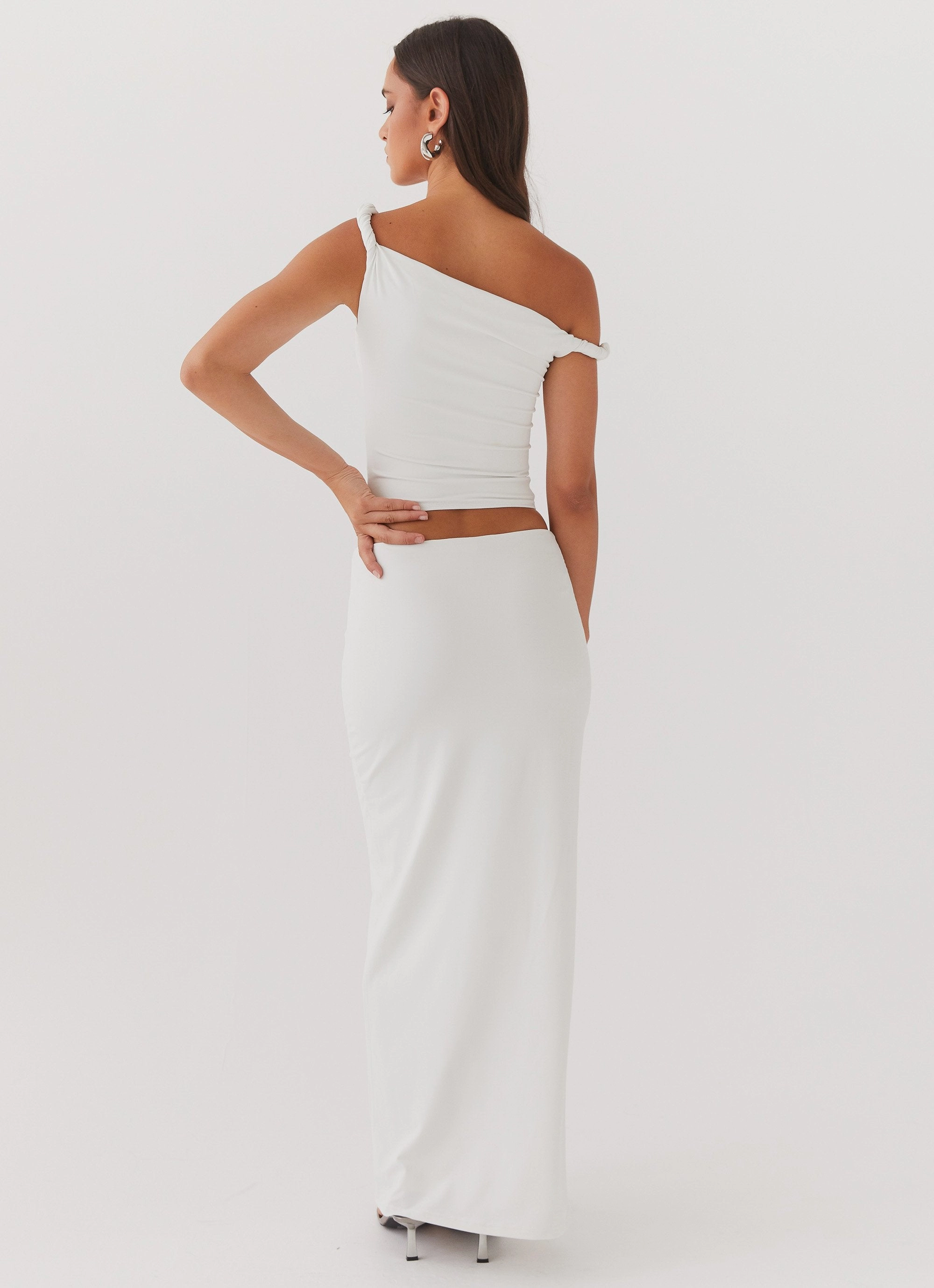 Solace Soul Maxi Skirt - Ivory Sleek and Soft TailoredSilhouette