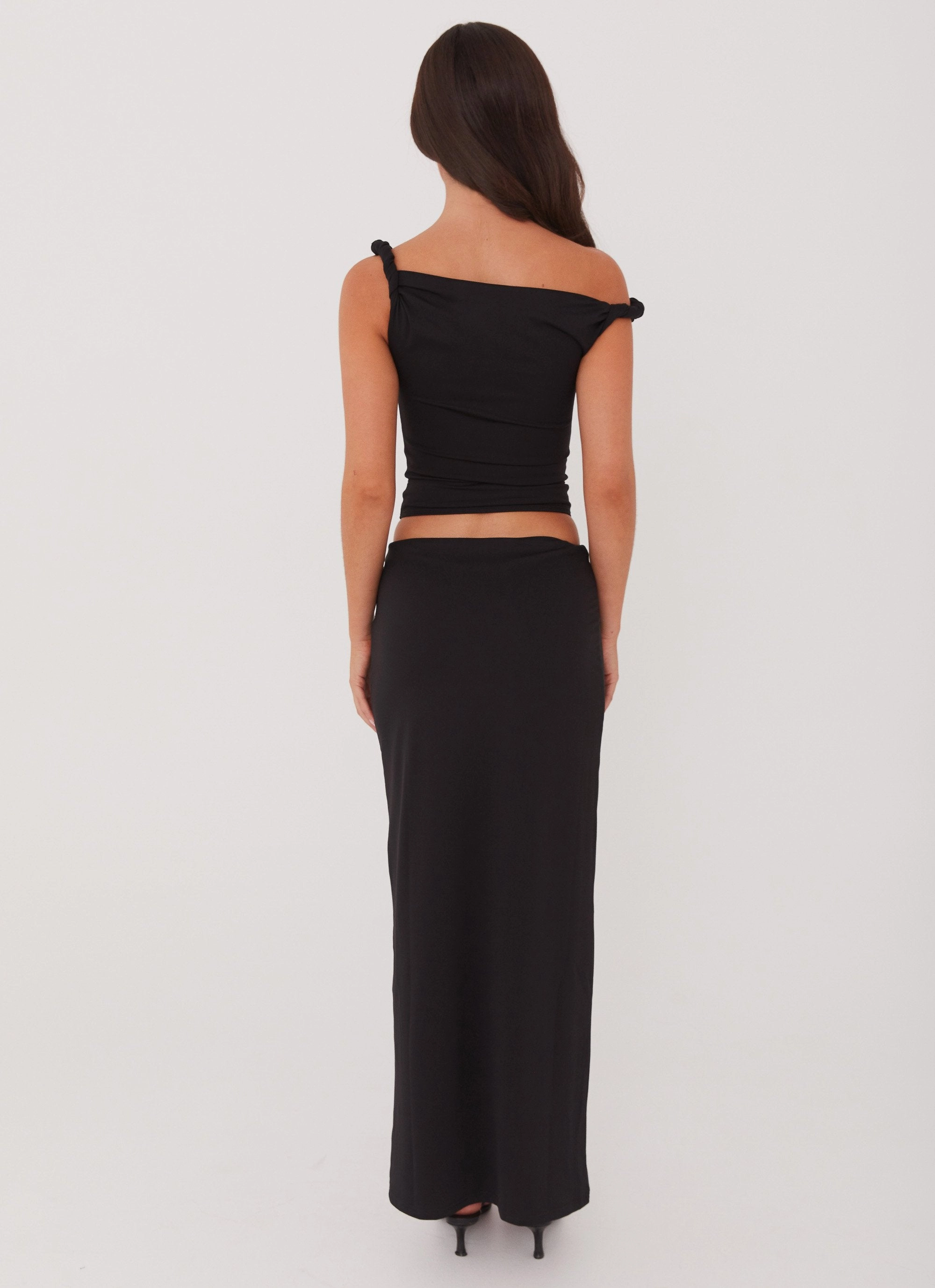 Solace Soul Twist Shoulder Top - Black Ventilated Panels AntiPilling Finish