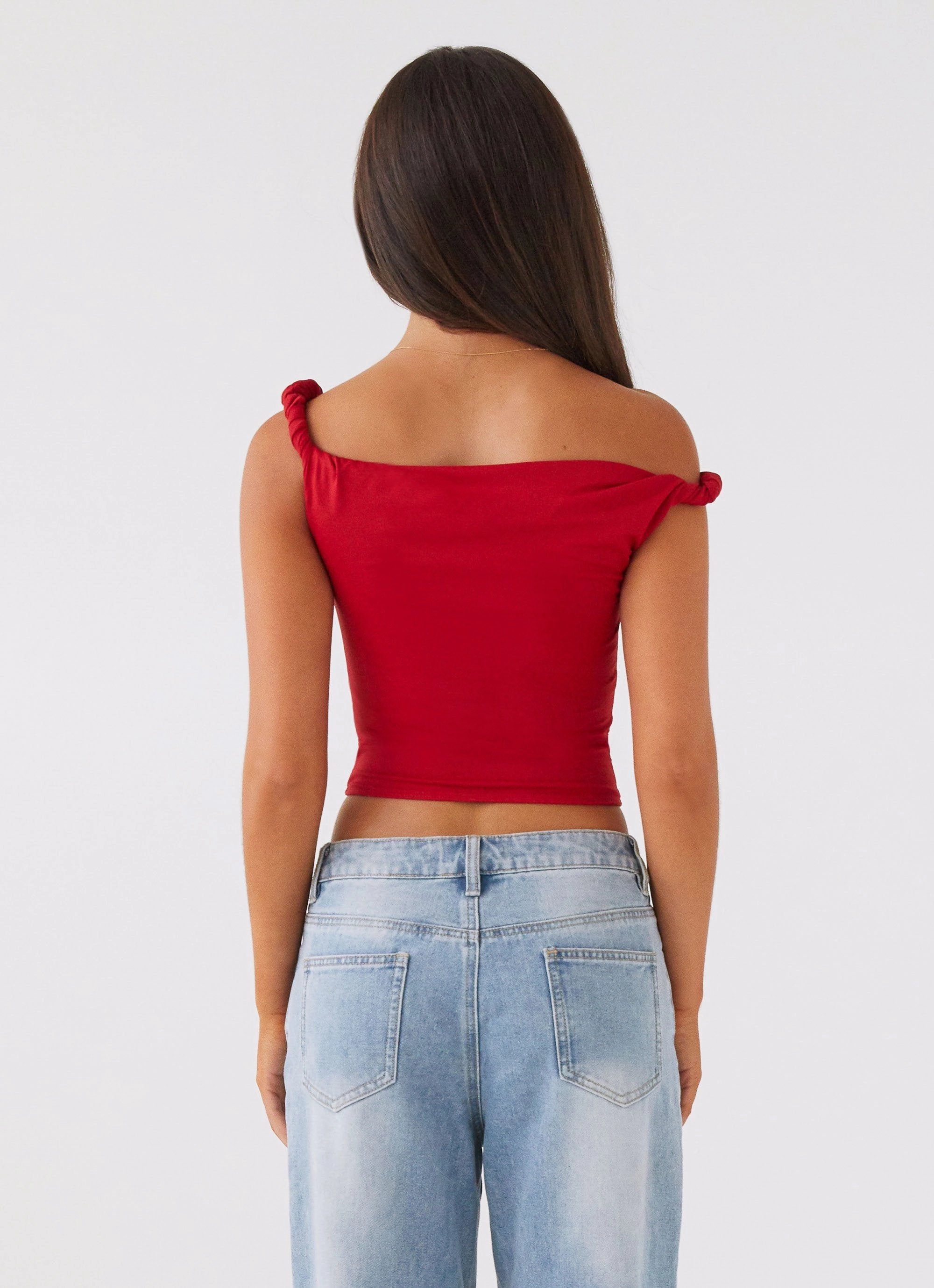 NoSlipSurface Flexible Shoulder Gusset Solace Soul Twist Shoulder Top - Red