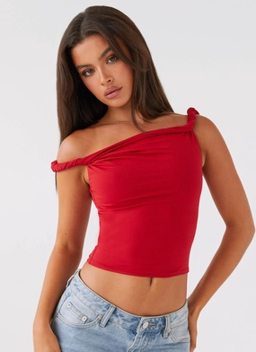 UltravioletProtectionFabric Solace Soul Twist Shoulder Top - Red