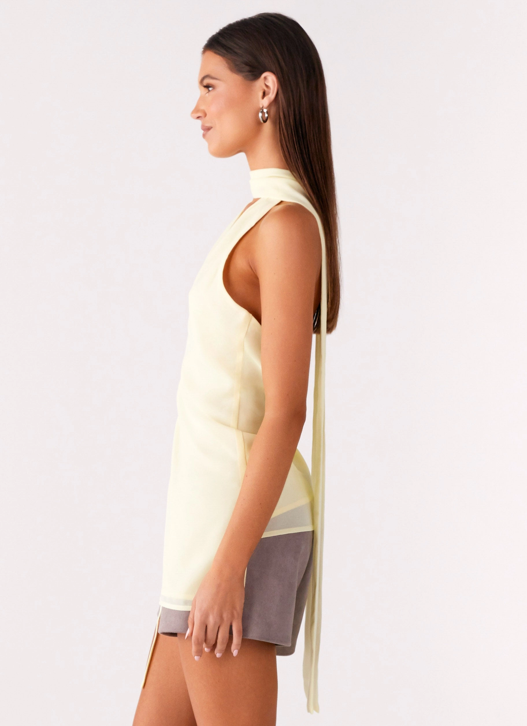Solari Scarf Top - Yellow MoistureWicking Fabric