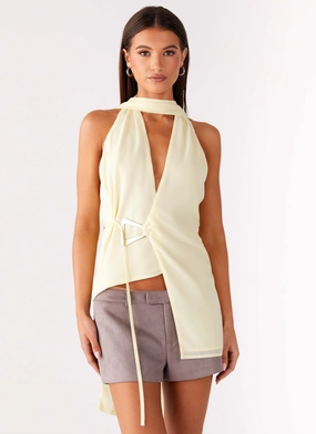 Solari Scarf Top - Yellow Biodegradable Fiber Light Reflective Printing