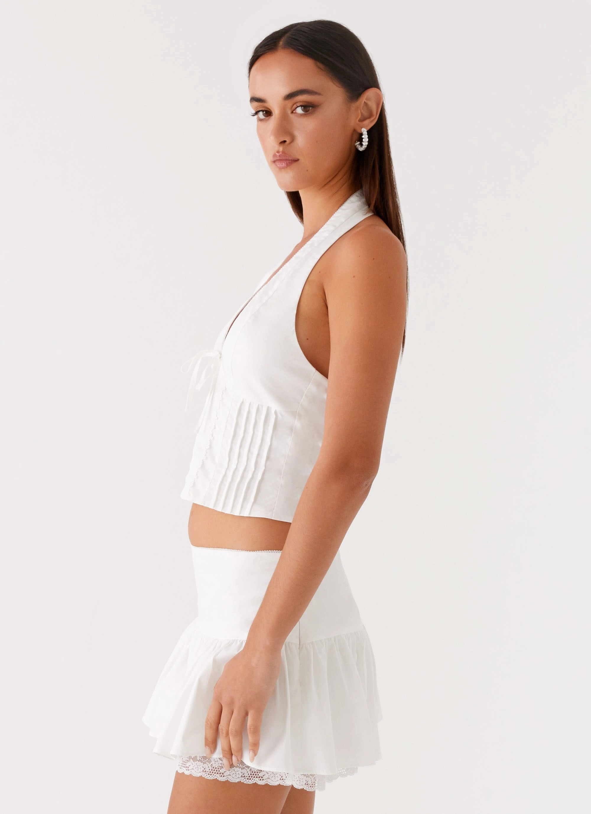 Moisture Management Fabric Mavis Halter Top - White