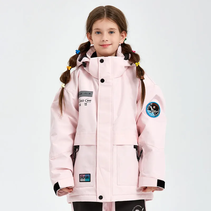 Solid Color Girls Snow Jacket Kids Snowboard Coat