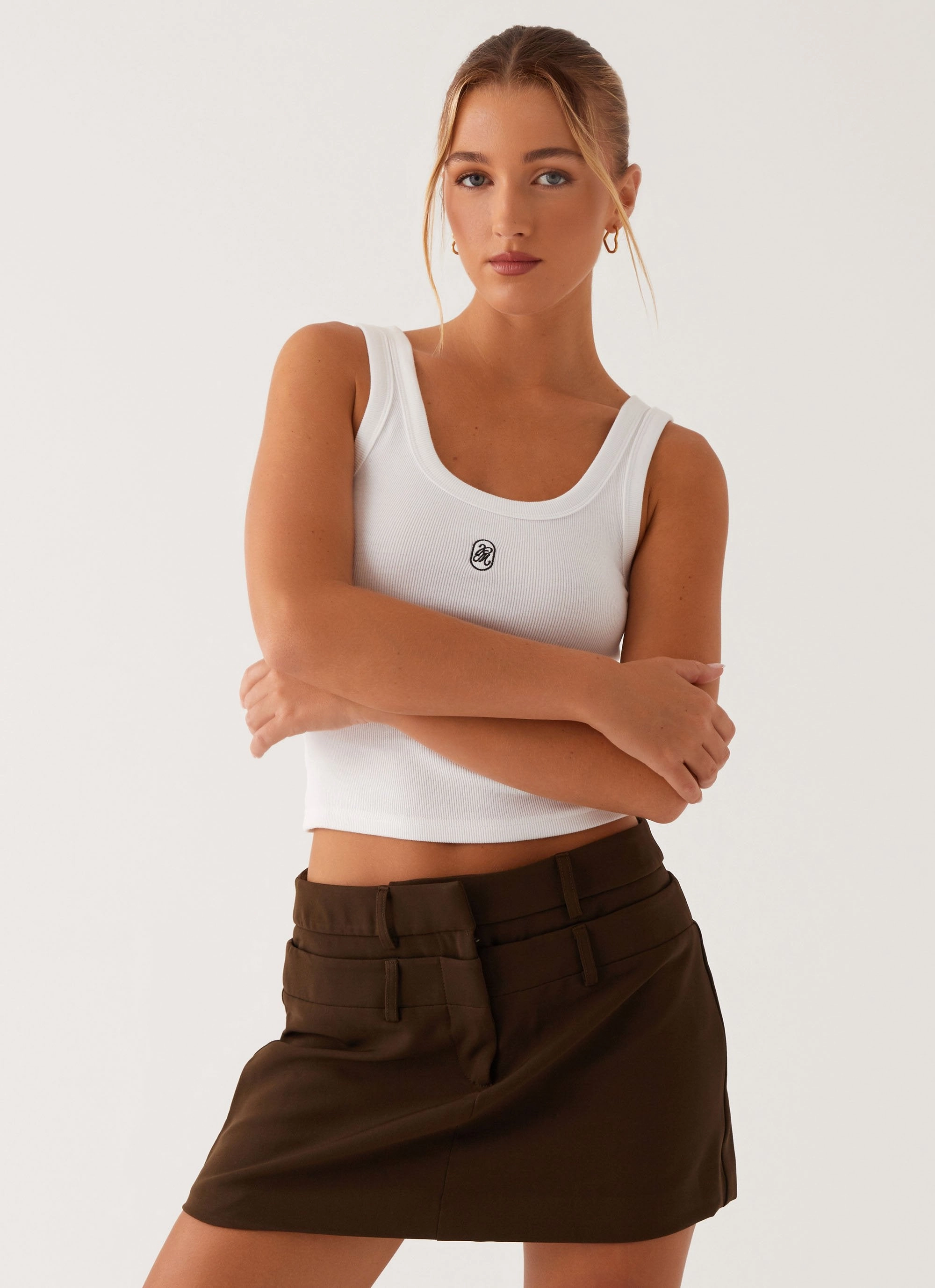 WrinkleResistantMaterial Solstice Mini Skirt - Khaki