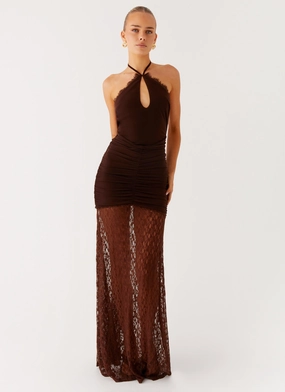 Linen Vibe Festive Wear Somber Maxi Dress - Chocolate