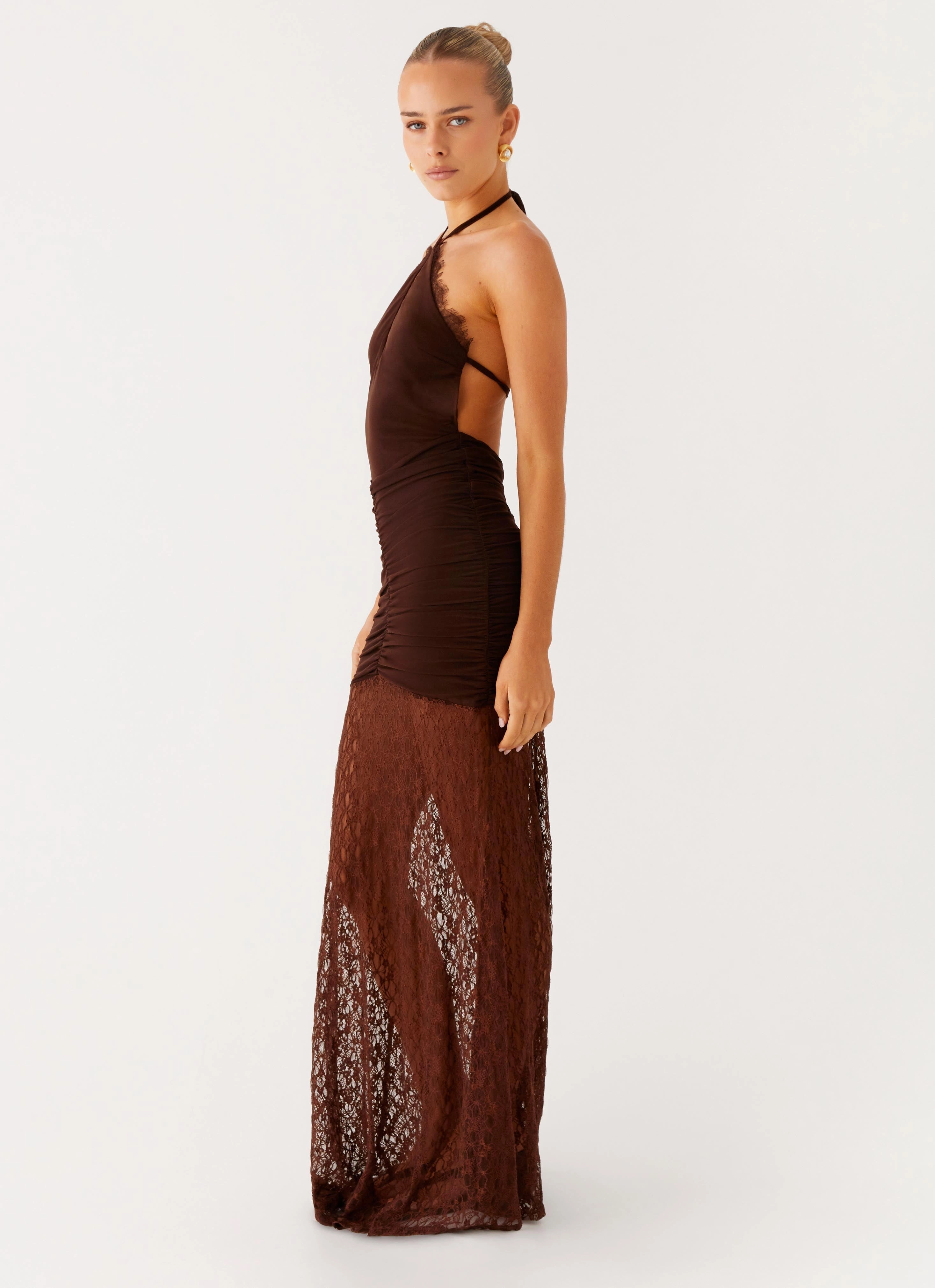 Somber Maxi Dress - Chocolate Quick Layer Sophisticated Tailoring