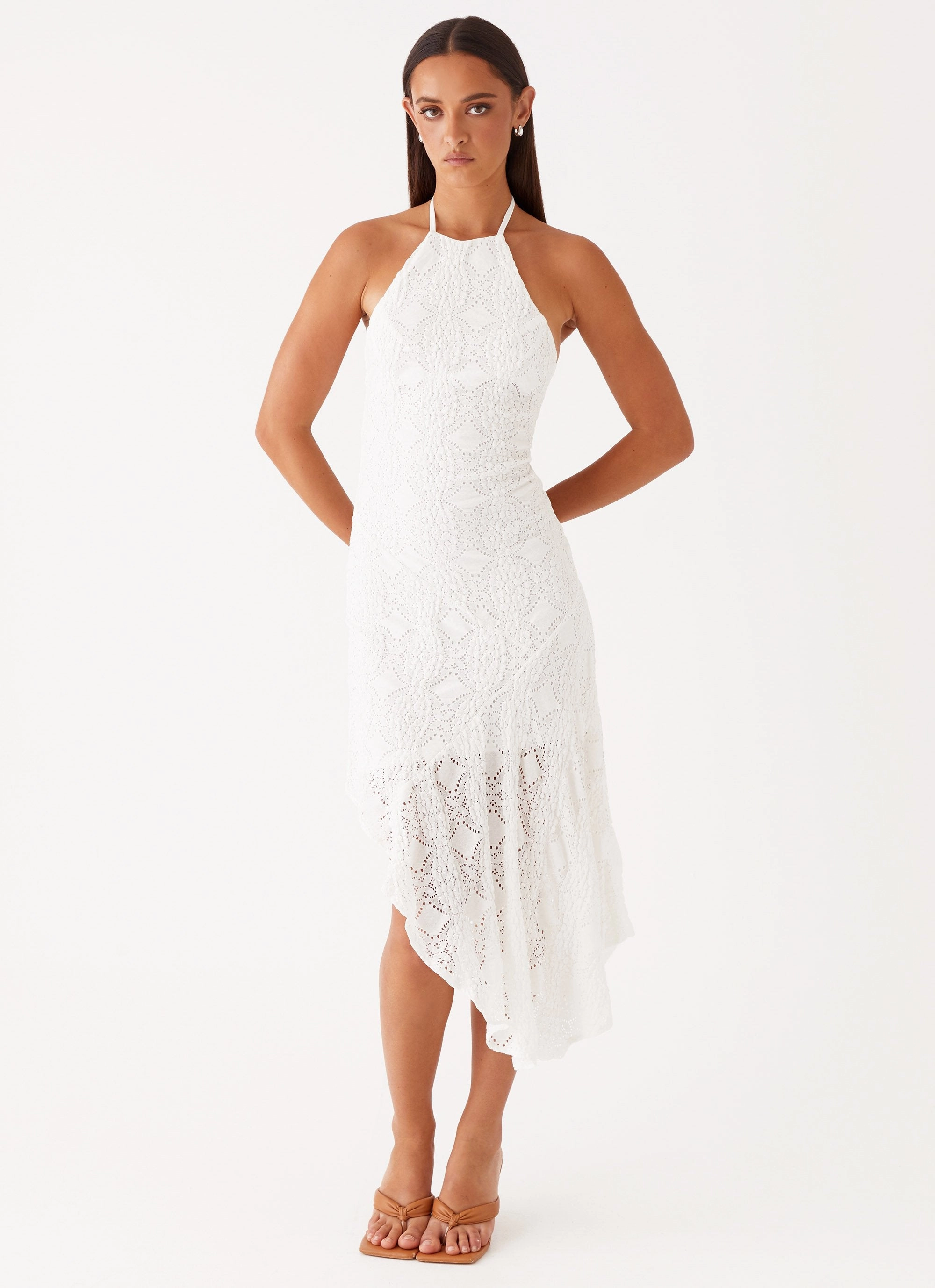 Sondela Maxi Dress - White Matte Fabric Walk Grace