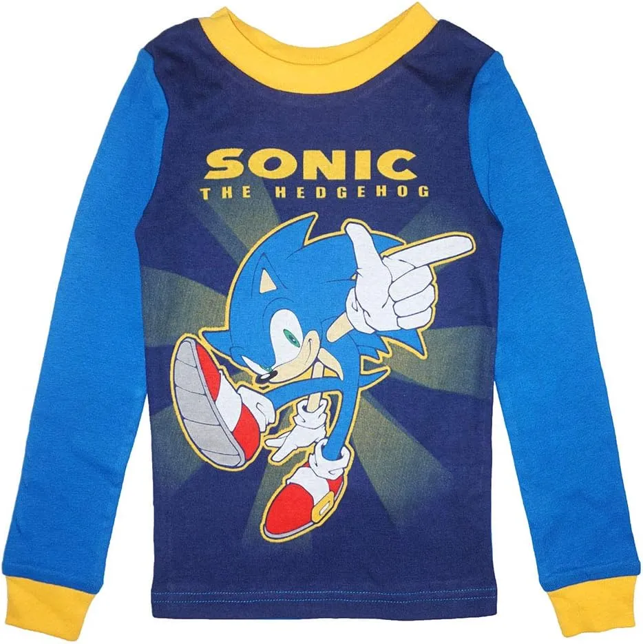 Sonic The Hedgehog Boys' 4 Piece Cotton Pajama