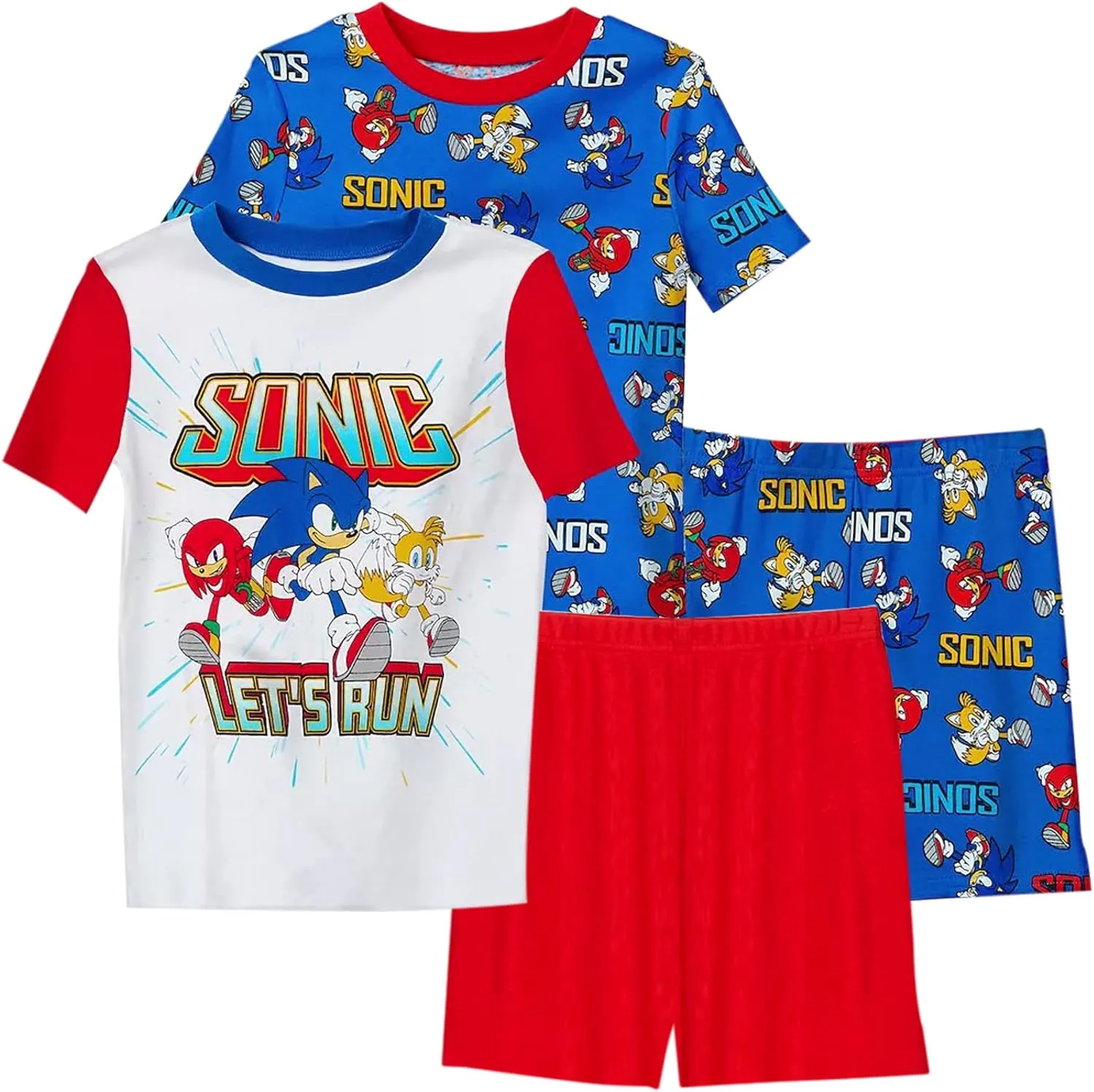 Sonic The Hedgehog Boys' 4 Piece Cotton Pajama