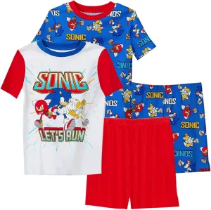 Sonic The Hedgehog Boys' 4 Piece Cotton Pajama