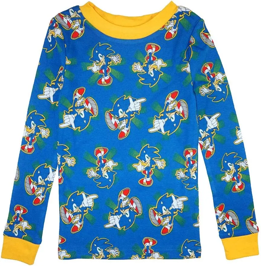 Sonic The Hedgehog Boys' 4 Piece Cotton Pajama