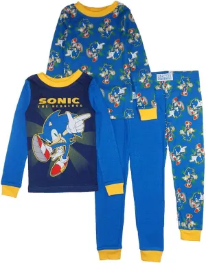 Sonic The Hedgehog Boys' 4 Piece Cotton Pajama