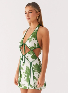 Sonnet Mini Dress - Verdant Bloom Minimalist-Trend