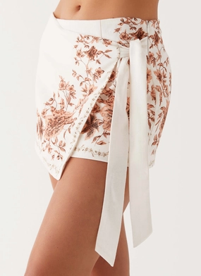 Effortless Fit Dreamy Days Wrap Tie Side Mini Skirt - Ivory