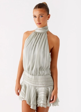 Travel Ready Willow Chiffon Mini Dress - Green