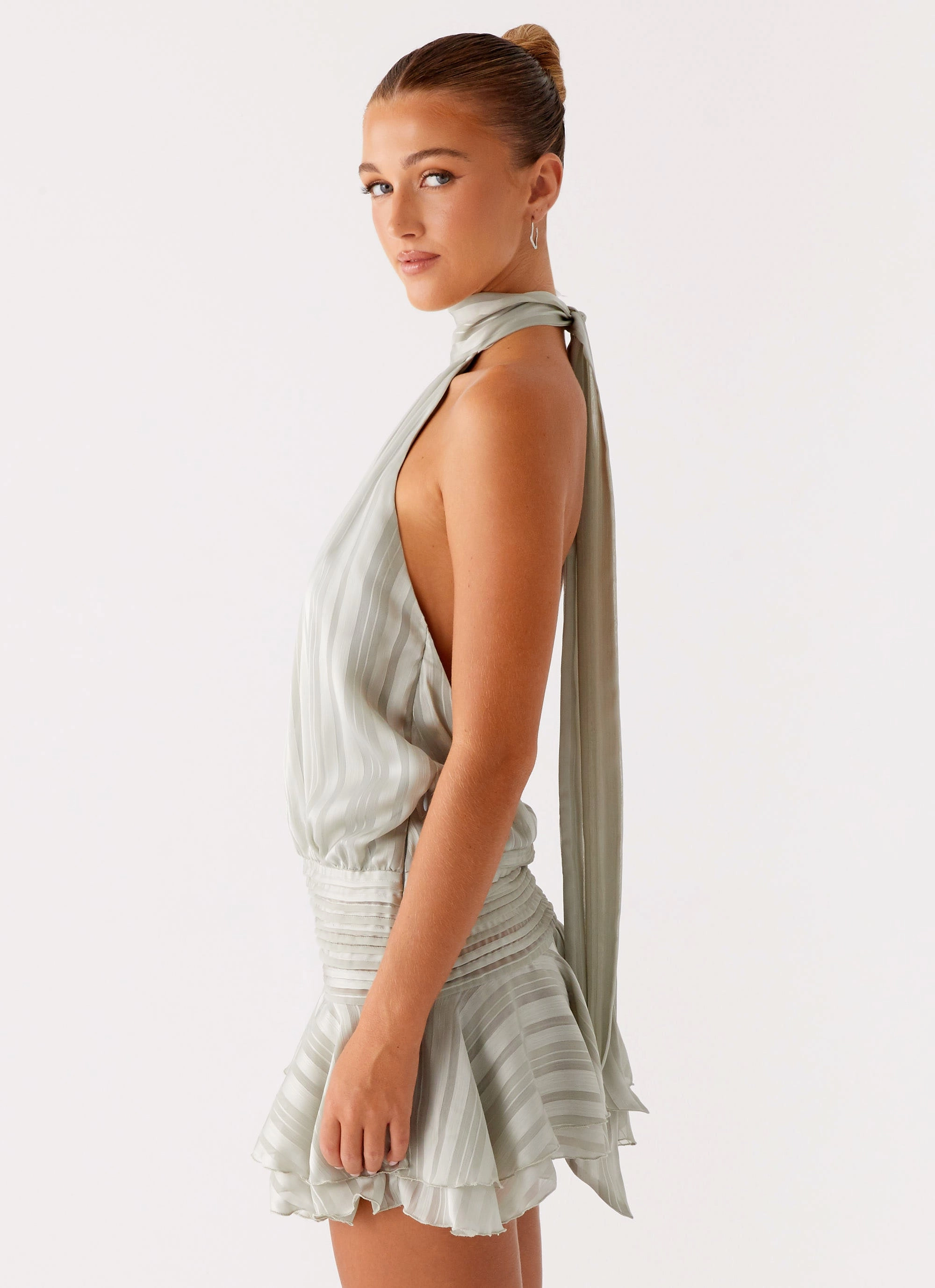 Willow Chiffon Mini Dress - Green Chic Comfort Look Luxe Mood