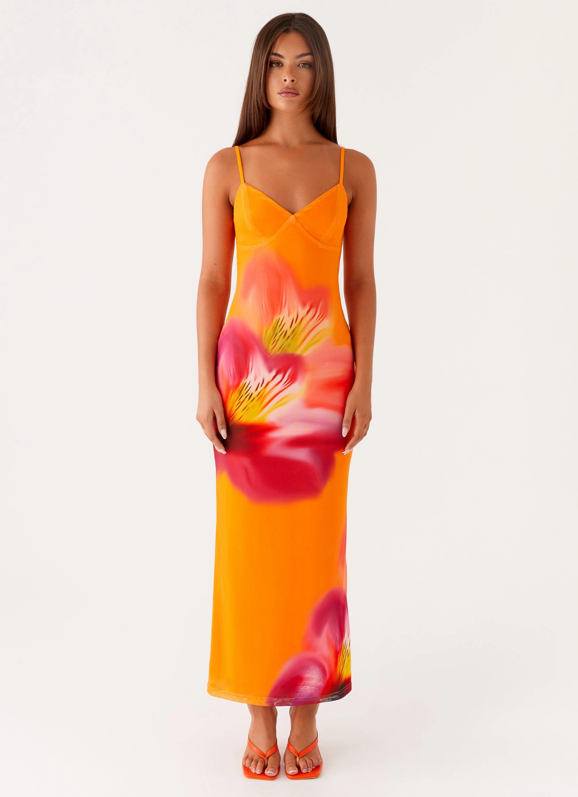 Kasey Midi Dress - Orange Tropical Global Style
