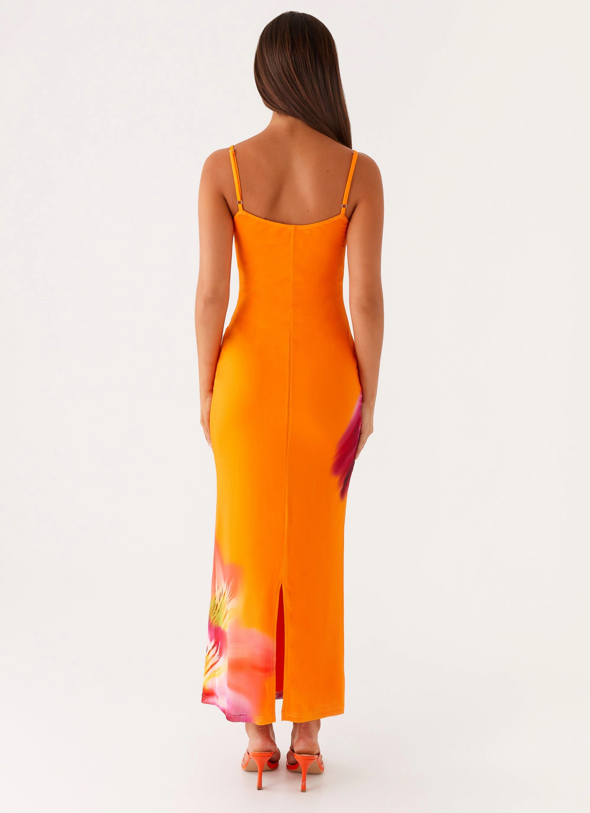 Kasey Midi Dress - Orange Tropical Youthful Feel