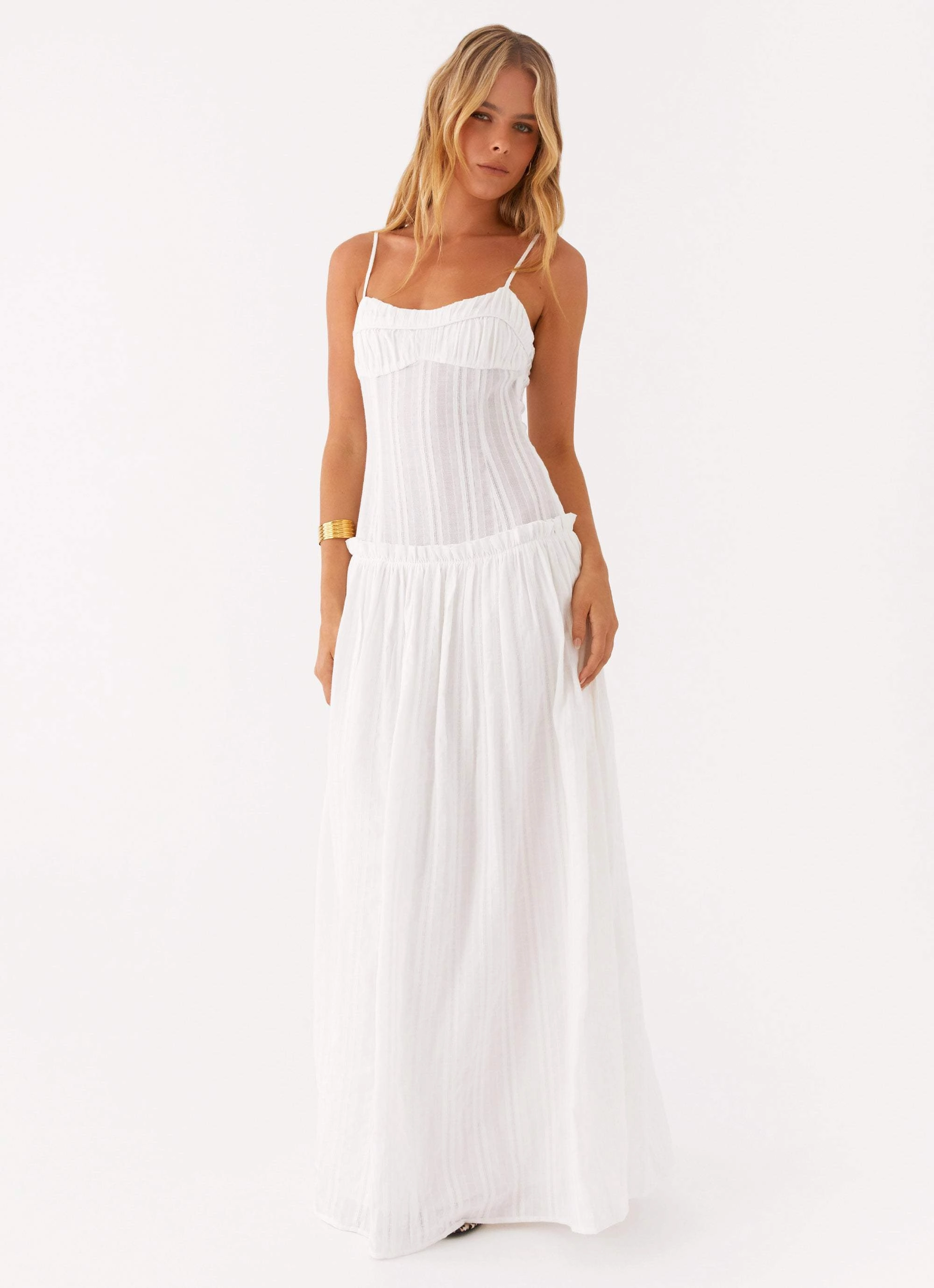 Winter Layering Jacinda Drop Waist Maxi Dress - Ivory