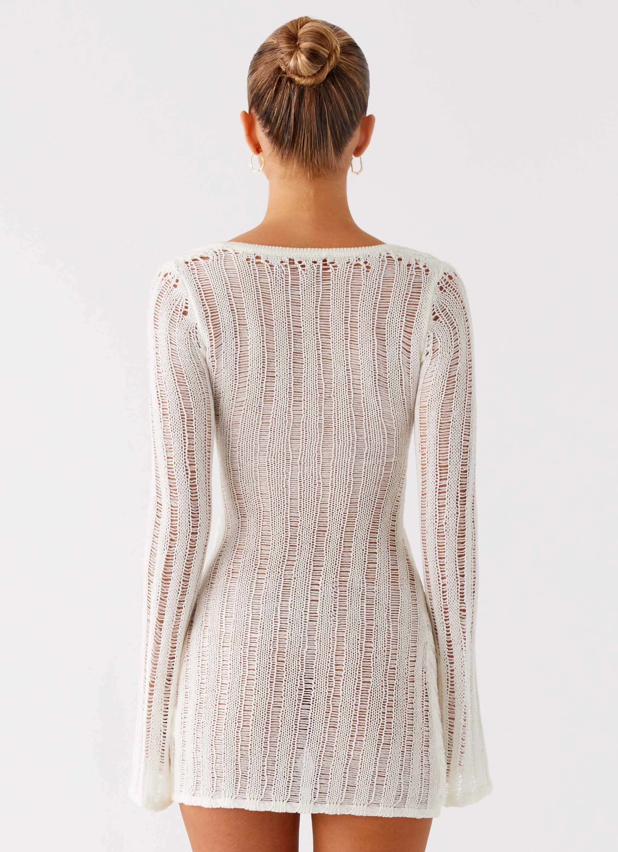 Bold Design Printed-Fabric Sorelle Long Sleeve Twist Mini Dress - Ivory
