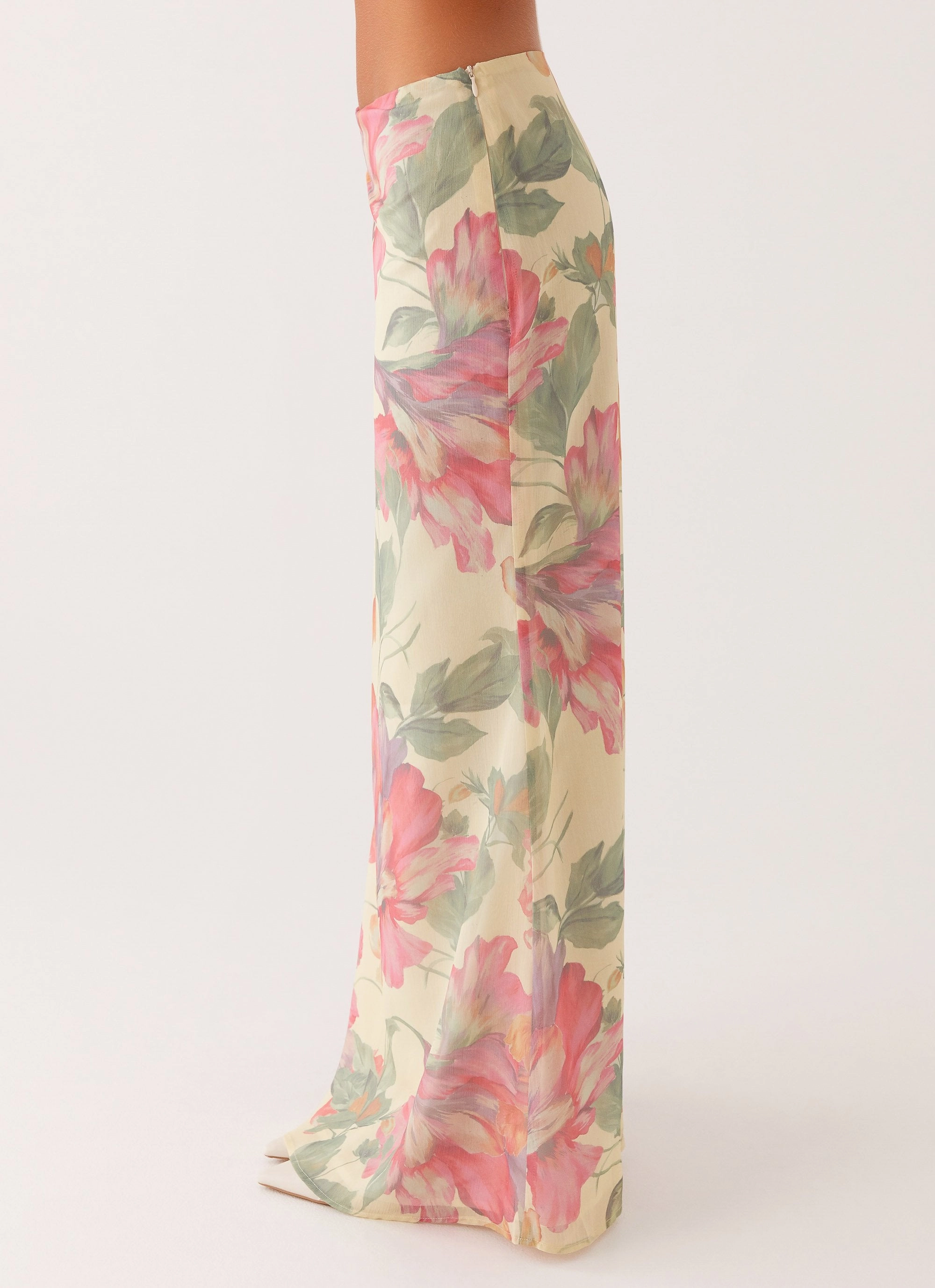 Soulful Low Rise Maxi Skirt - Yellow Peony Easy Stretch Fit