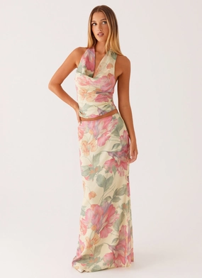 Smart Motion Soulful Low Rise Maxi Skirt - Yellow Peony