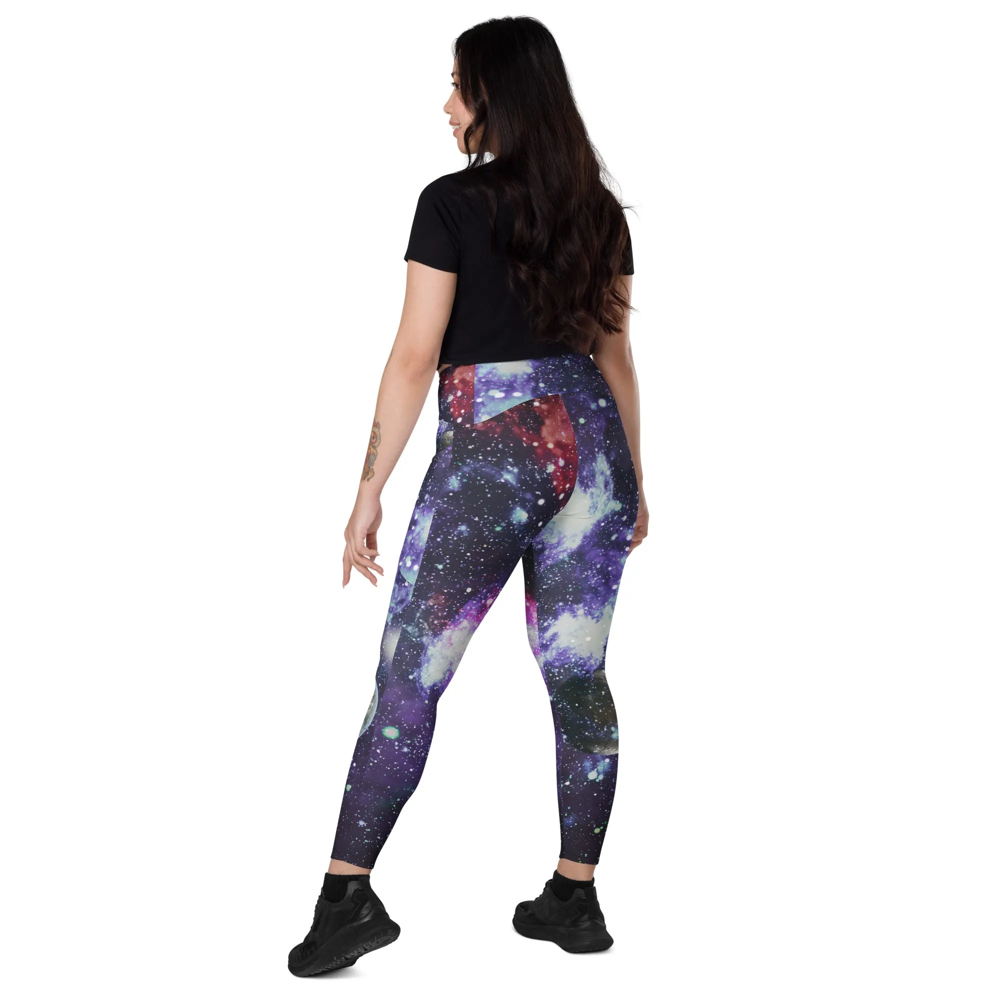 Space Galaxy Printed Leggings with Pockets, lioness-love