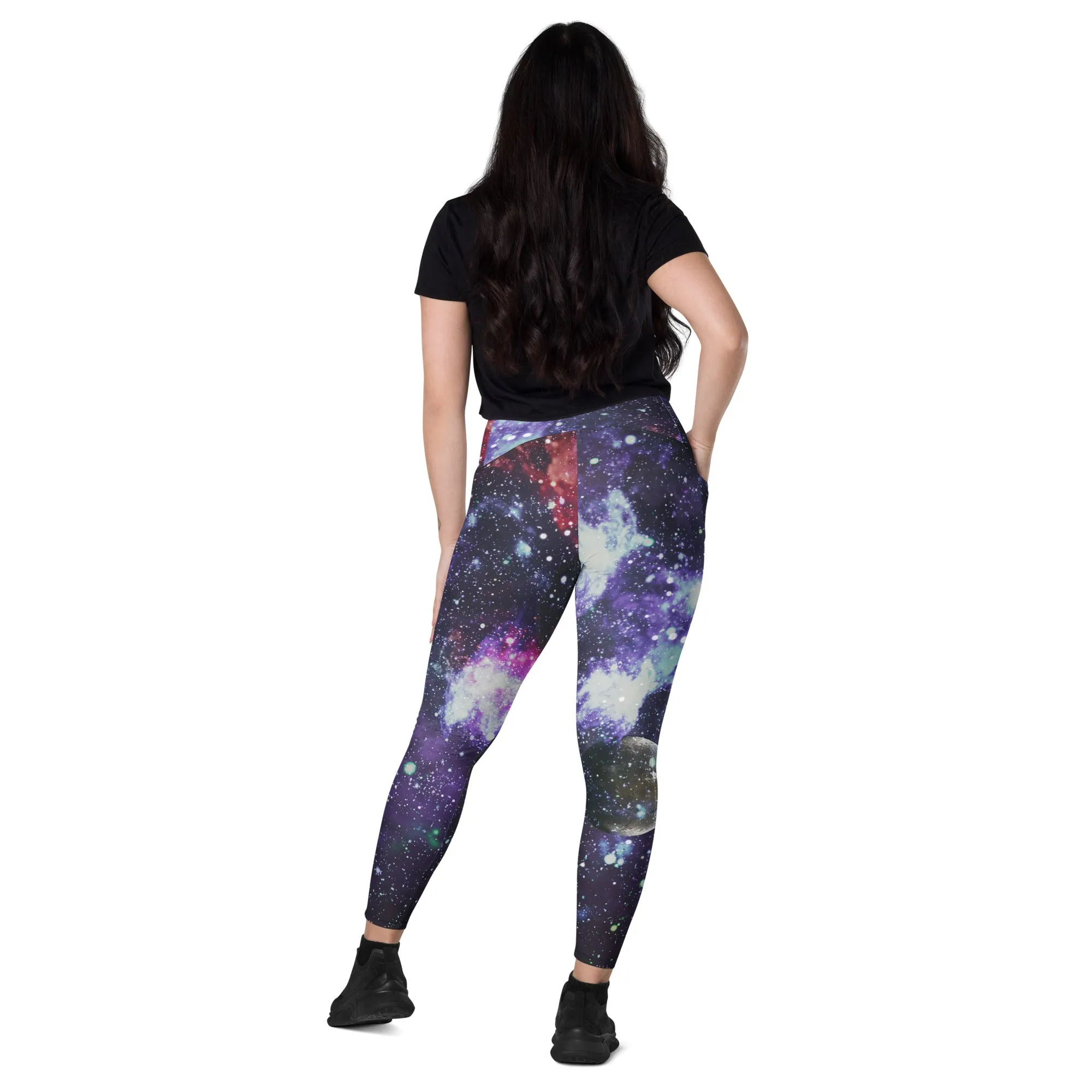 Space Galaxy Printed Leggings with Pockets, lioness-love