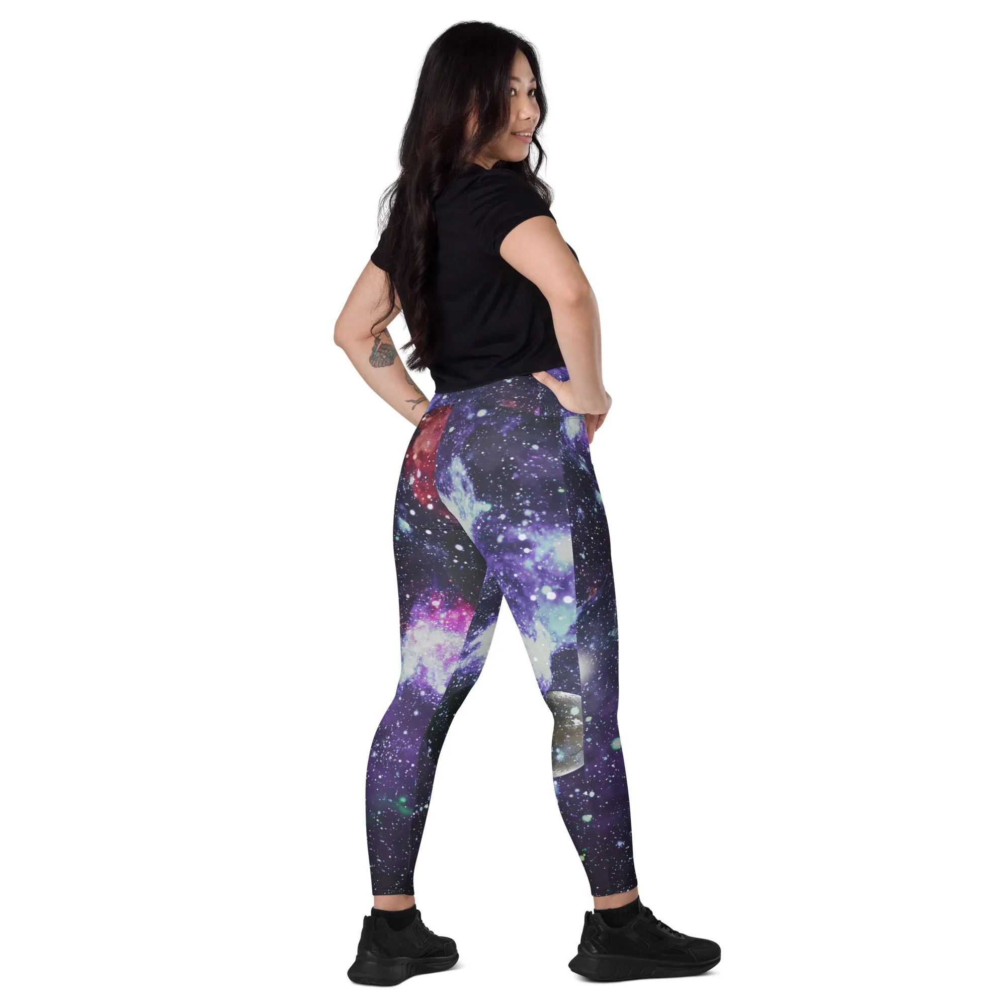 Space Galaxy Printed Leggings with Pockets, lioness-love