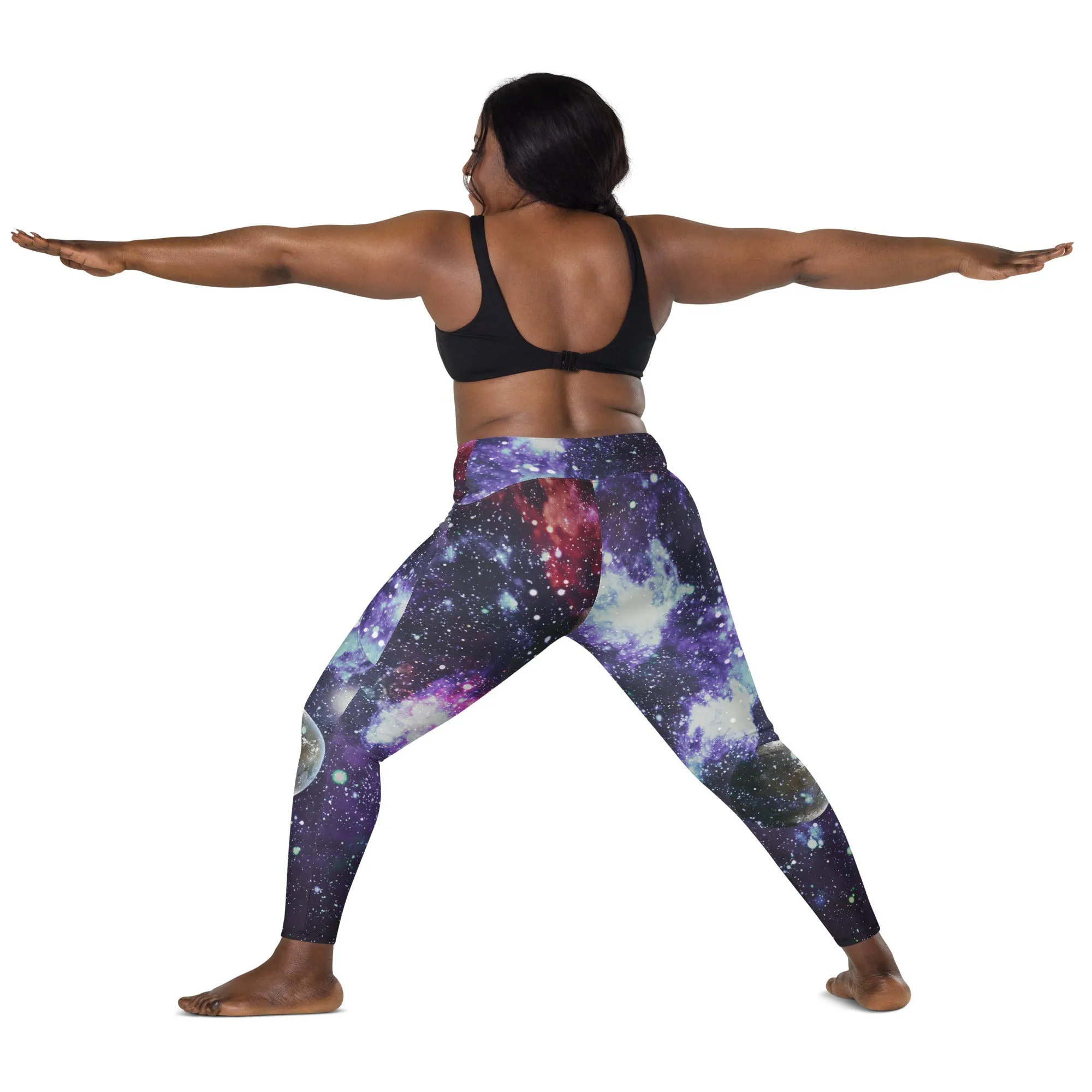Space Galaxy Printed Leggings with Pockets, lioness-love