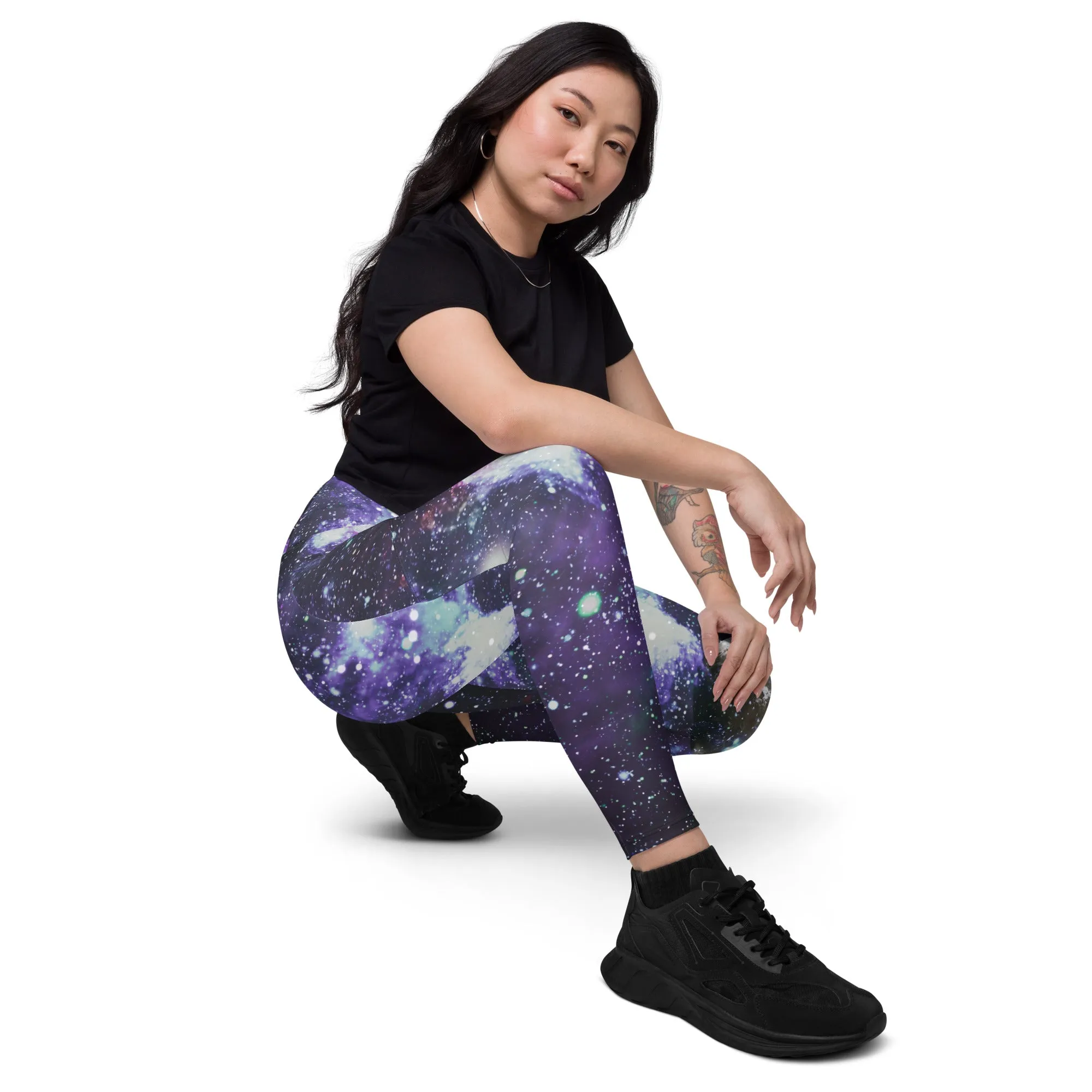 Space Galaxy Printed Leggings with Pockets, lioness-love