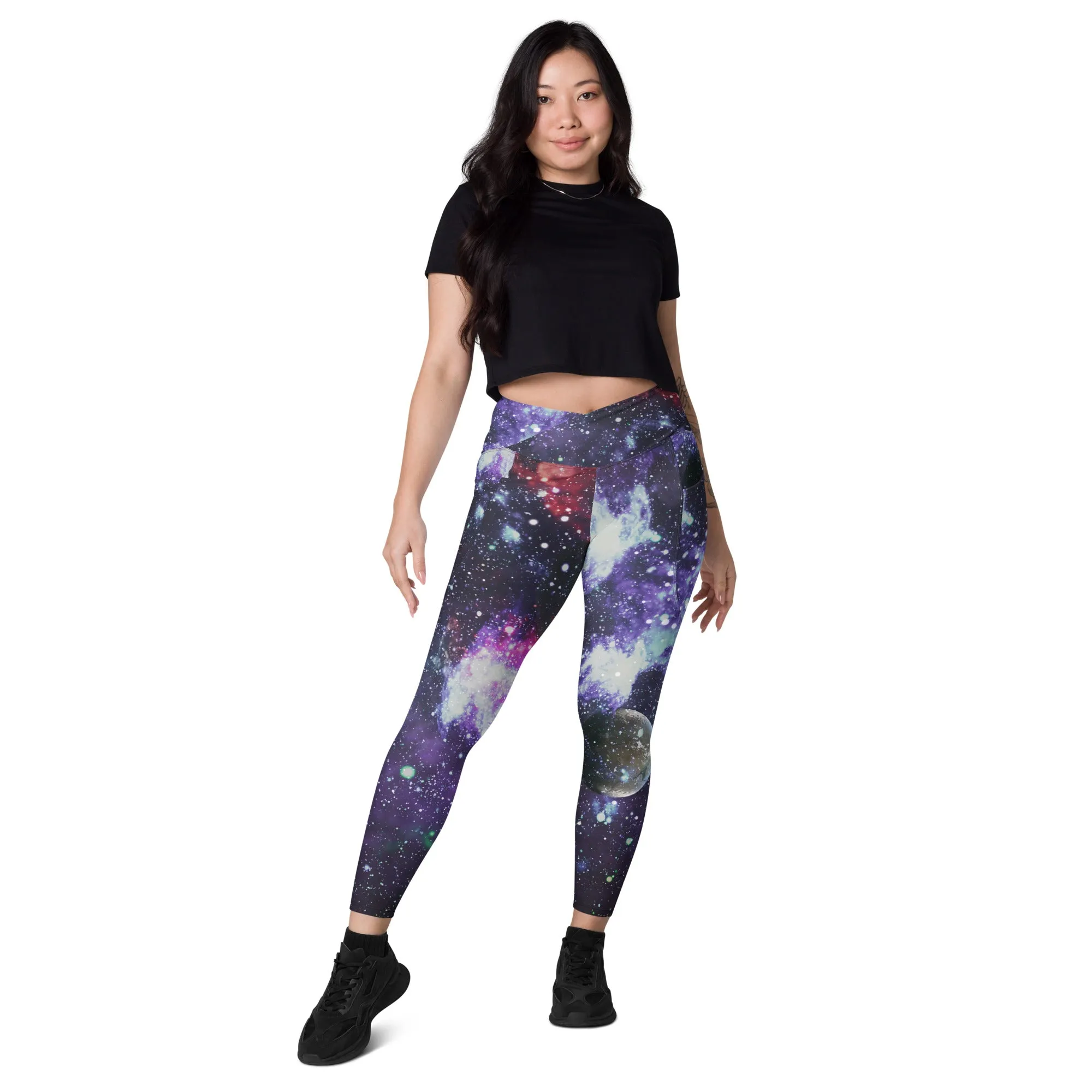 Space Galaxy Printed Leggings with Pockets, lioness-love
