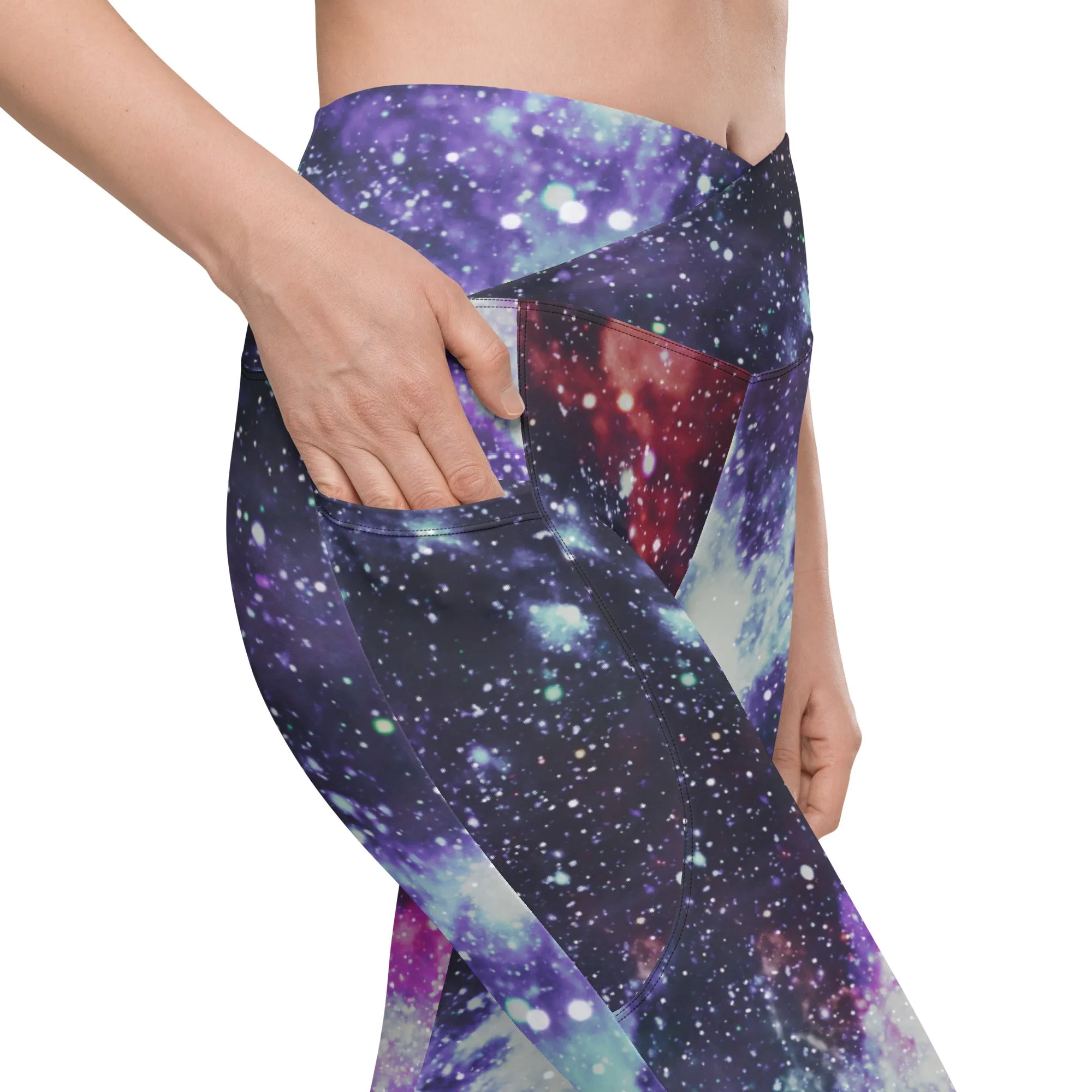 Space Galaxy Printed Leggings with Pockets, lioness-love