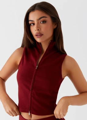 Spectate Collar Top - Maroon Non Restrictive Cut ThermalRegulation