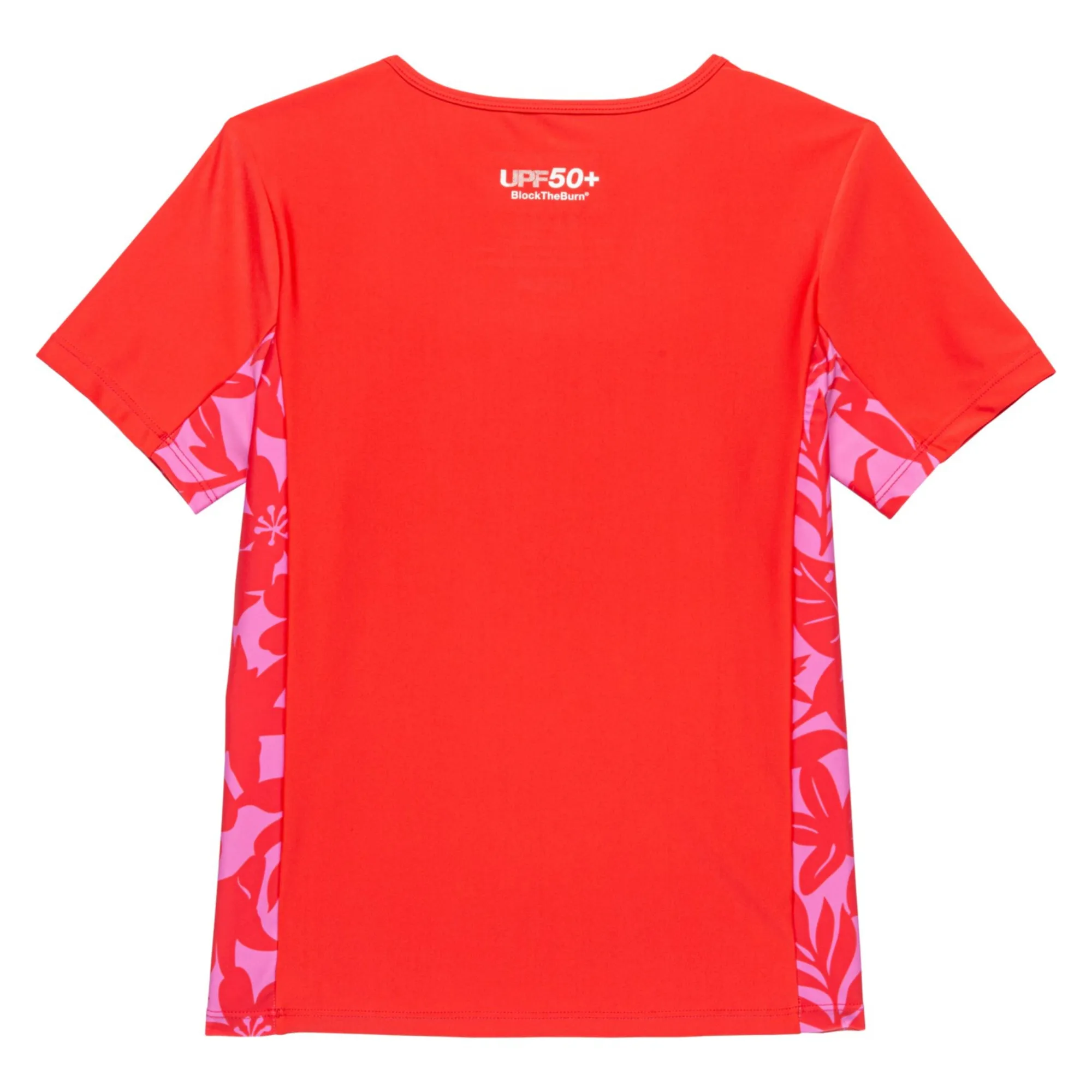 Speedo Big Girls Short Sleeve Print Splice Rash Guard UPF 50  T-Shirt Swim Top