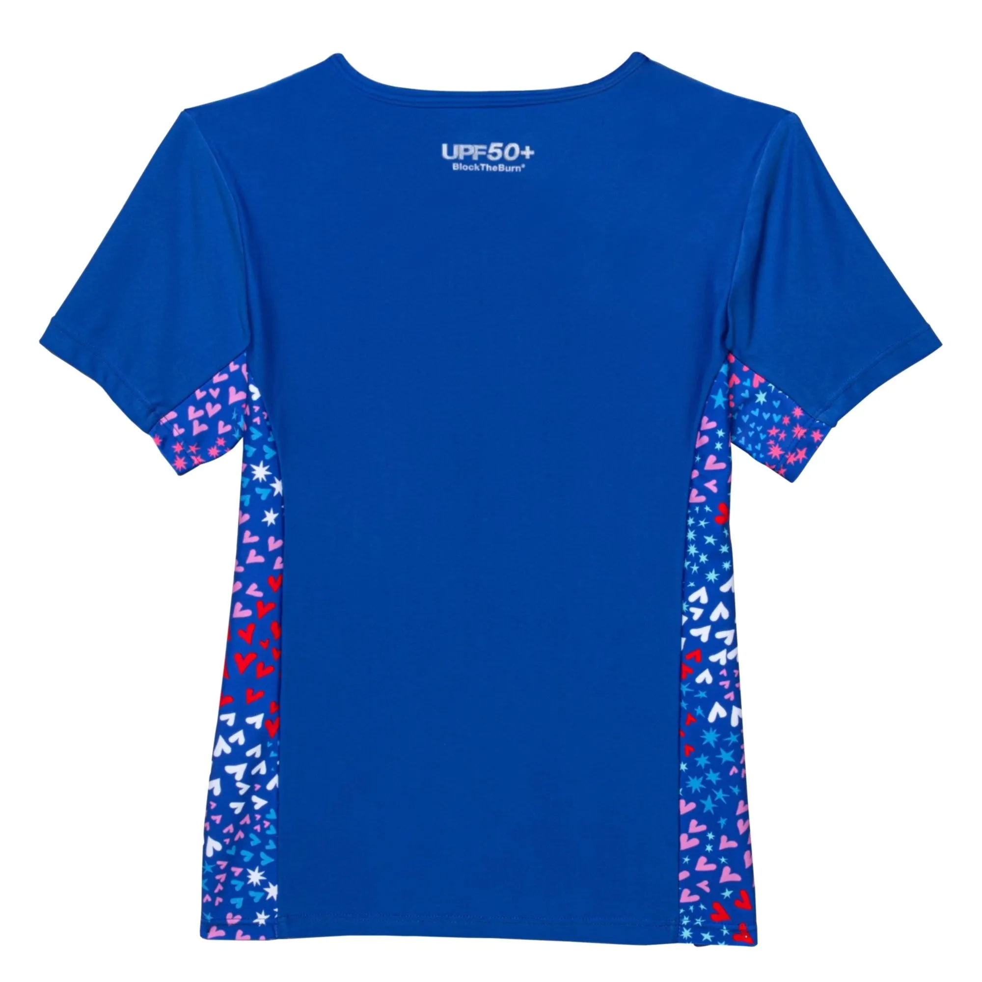 Speedo Big Girls Short Sleeve Print Splice Rash Guard UPF 50  T-Shirt Swim Top