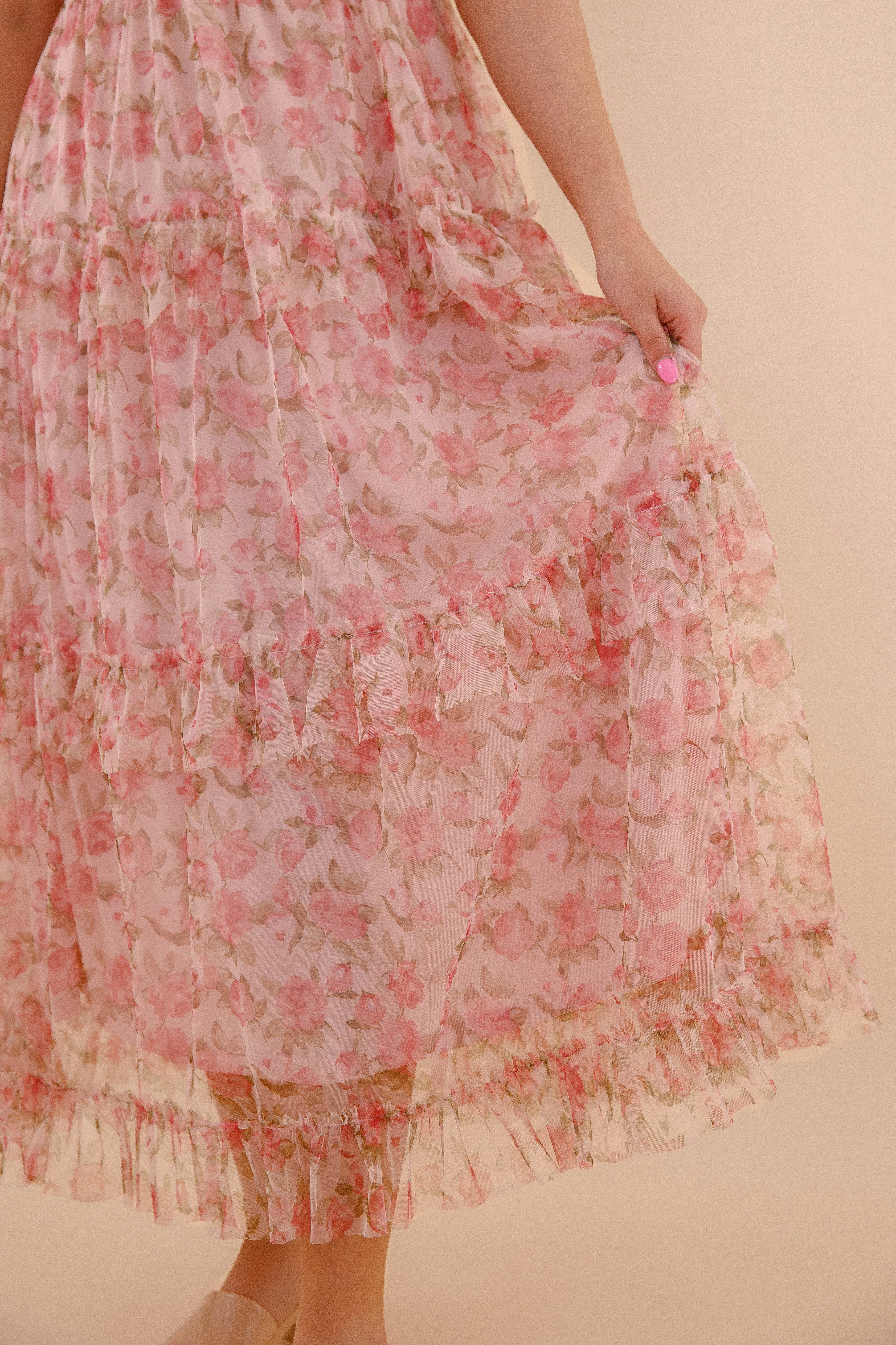 There's Something So Sweet Maxi Dress Layered Volume Stylish Waist Fit