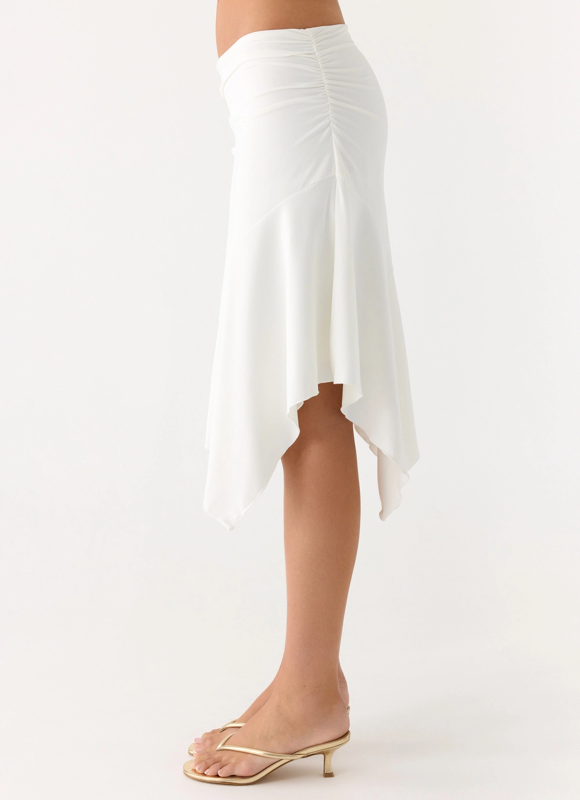 Maxina Asymmetrical Midi Skirt - White Dynamic Flex Panels