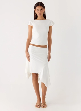 Maxina Asymmetrical Midi Skirt - White All-Purpose Wear