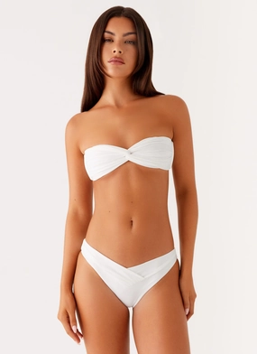 Delta Bikini Bottoms - White WaterResistantCoating FourWay Stretch Fabric