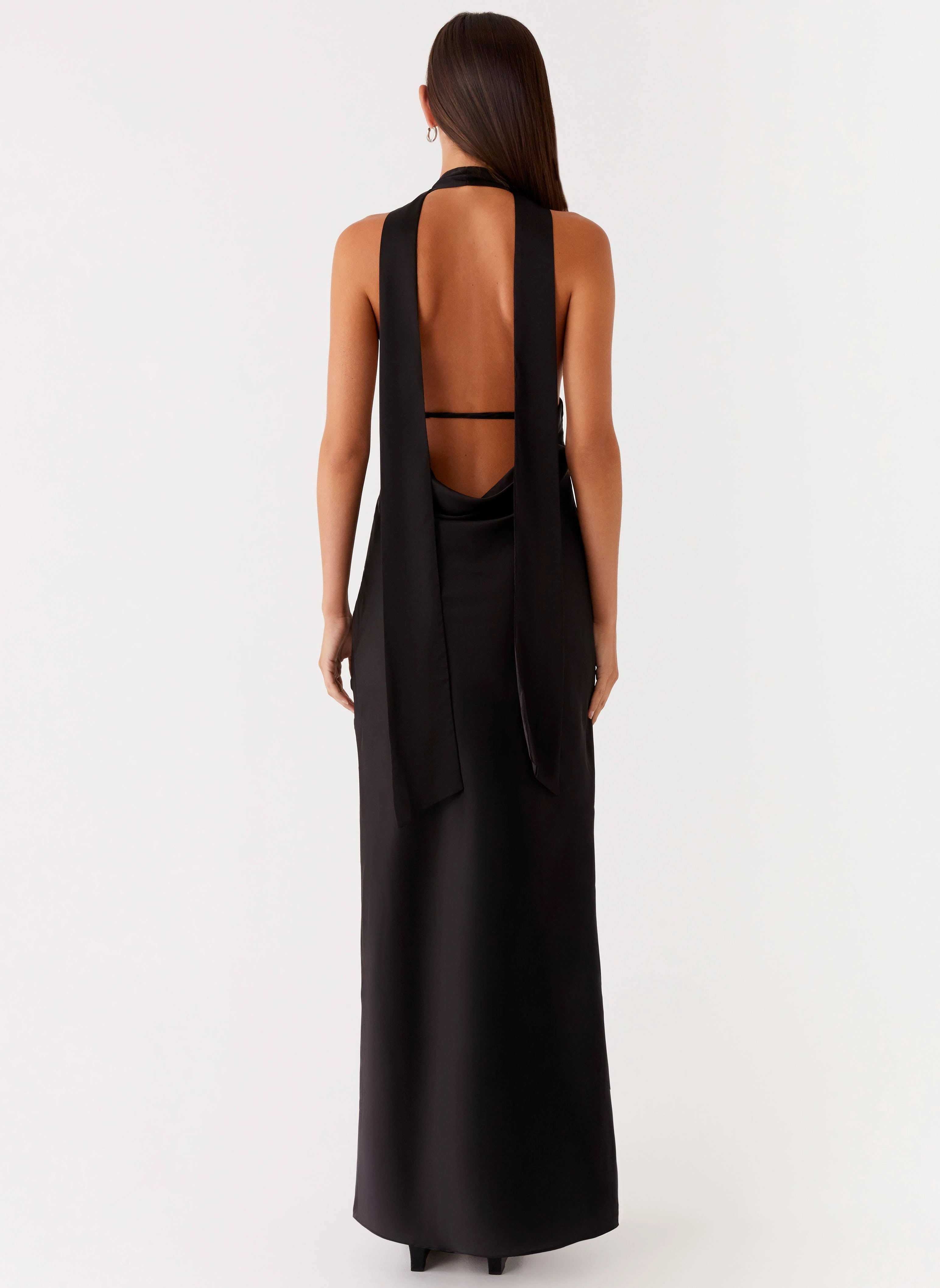 Alicia Satin Halter Maxi Dress - Black Casual and Smart