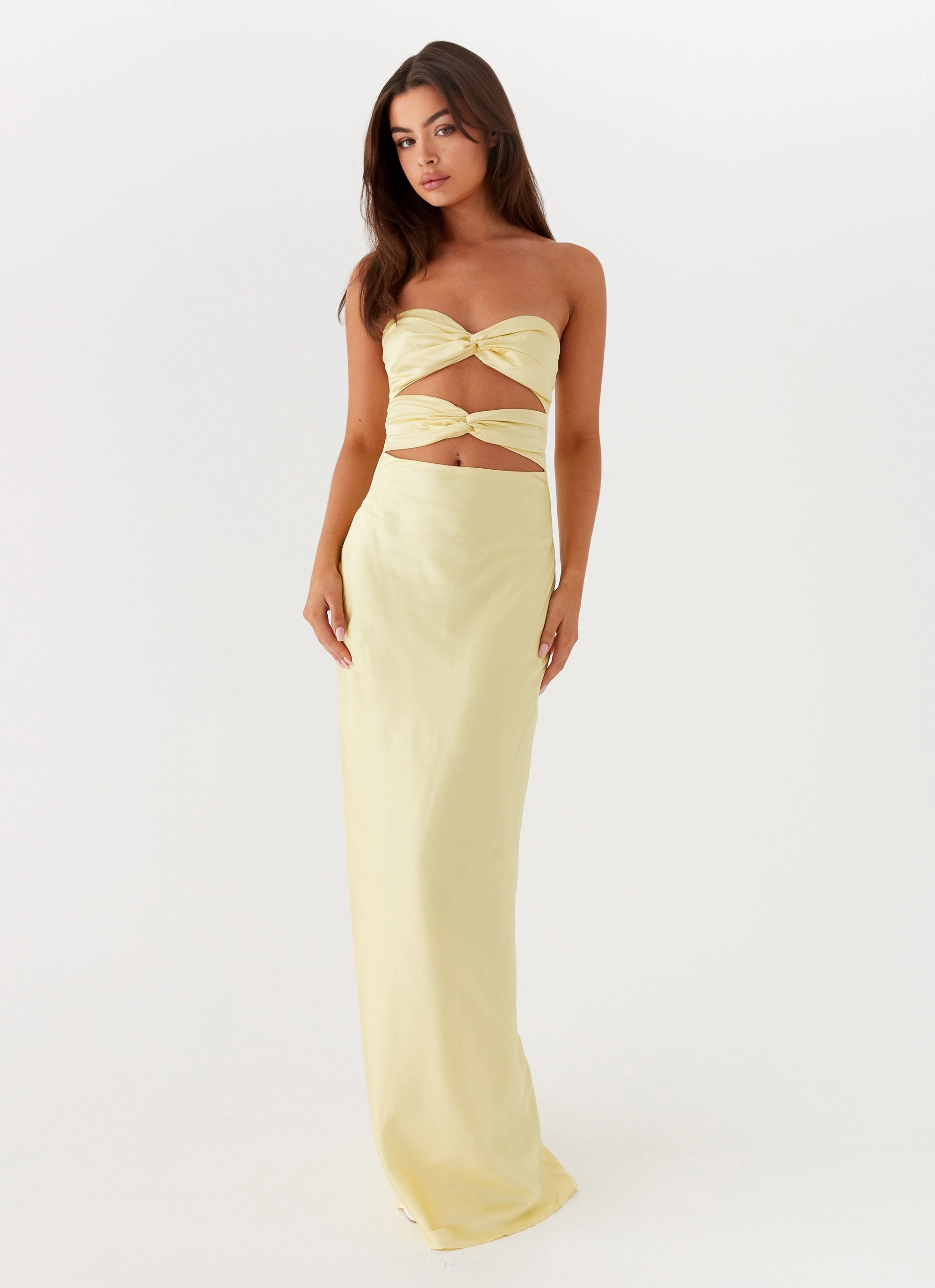 Tianna Strapless Maxi Dress - Yellow Lightweight Wear Work Mood