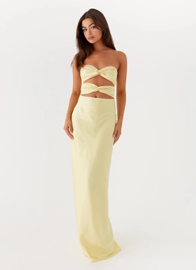 Tianna Strapless Maxi Dress - Yellow Lightweight Wear Work Mood