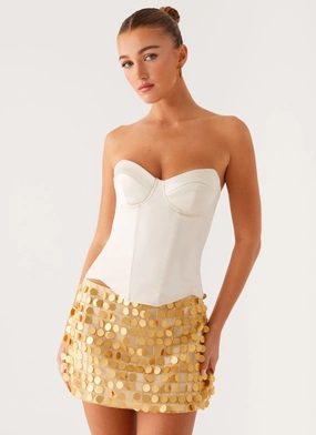 Kasen Sequin Mini Skirt - Gold Adaptable Design