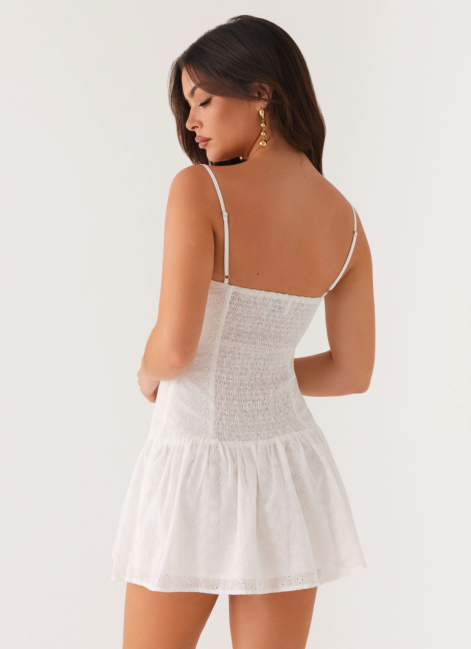 Care-Instructions-Included High-Low-Hem Palm Springs Mini Dress - White