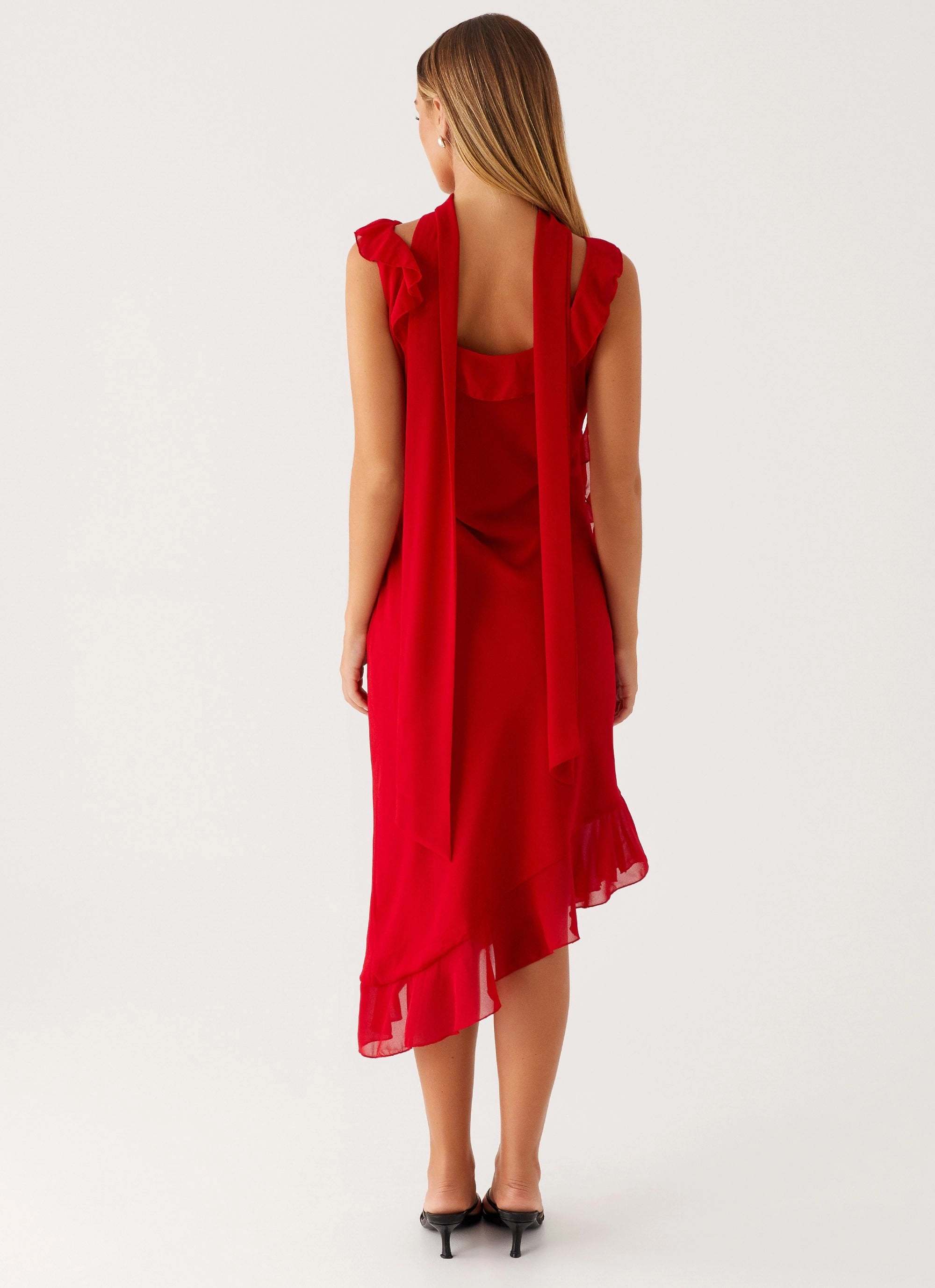 Fariday Midi Dress - Red Elegant Style Contemporary Fit