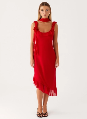 Fariday Midi Dress - Red Body Safe Back Glow