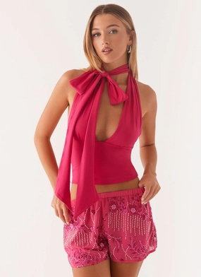 Breathable Design Mercer Sequin Mini Shorts - Fuchsia