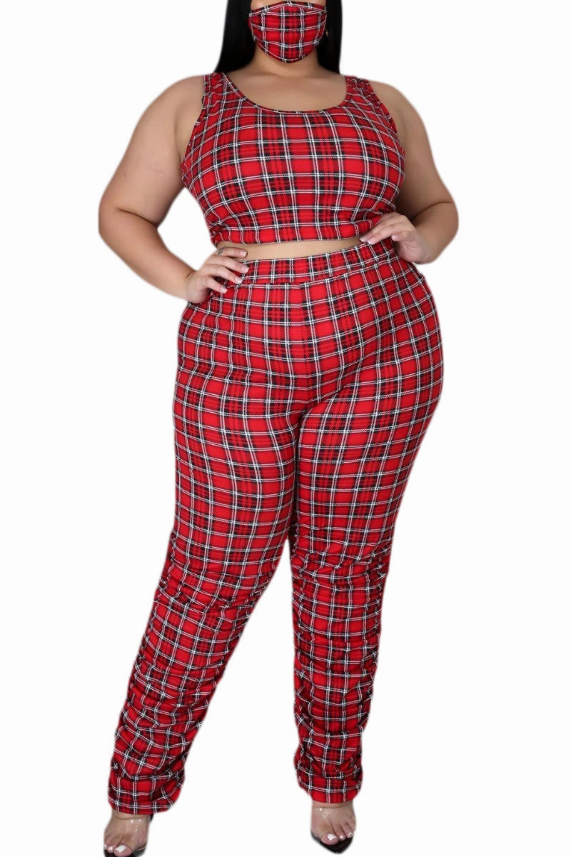 Final Sale Plus Size Crop Top with Ruched Pants Set TaglessLabel